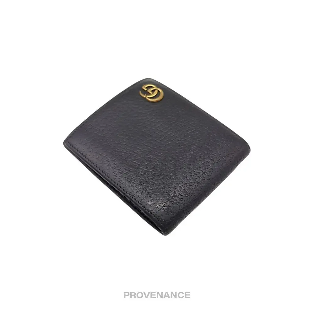 🔴 Gucci GG Marmont Bifold Wallet - Black Leather